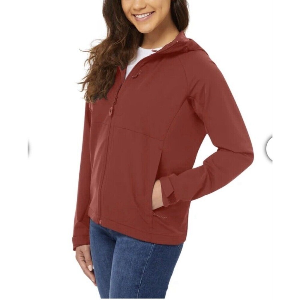 Kirkland Signature Women's Size M Water Repellent Softshell Jacket Hooded Red